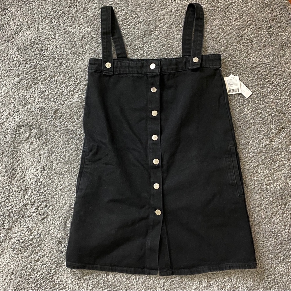 UO Aria Denim Straight-Neck Overall Dress